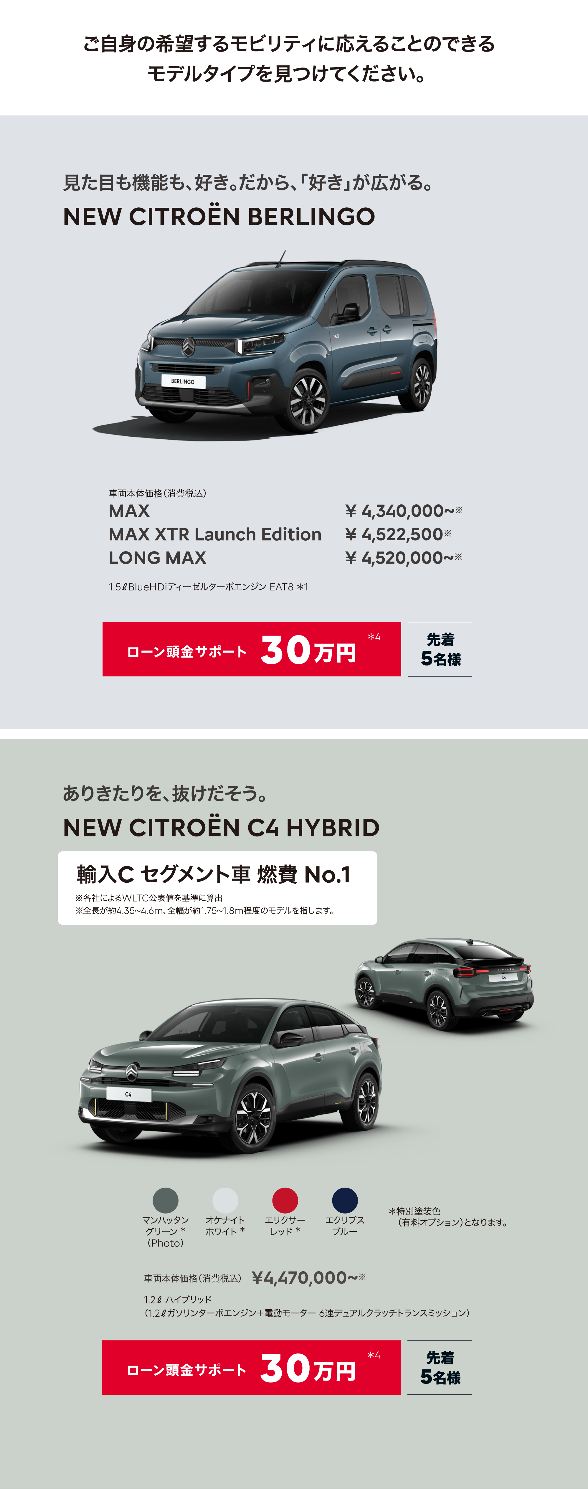 ご自身の希望するモビリティに応えることのできる
モデルタイプを見つけてください。